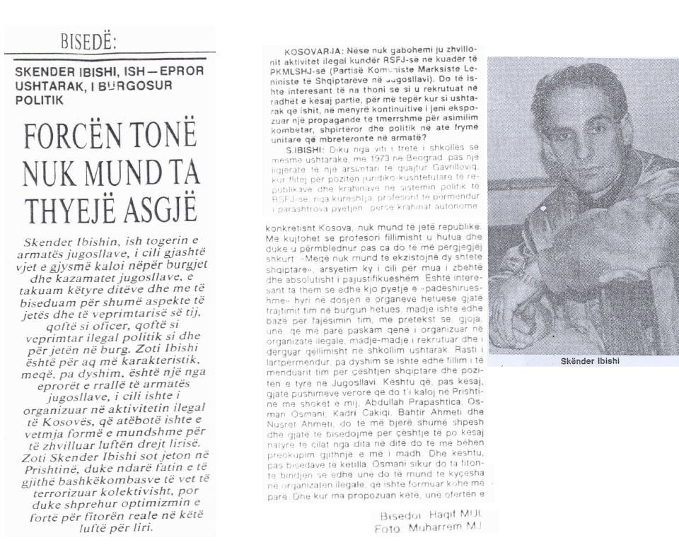 Intervista e Haqif Mulliqit me Skender Ibishin pas daljes nga burgu , në fillim të viteve të 90-ta