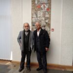 Brahim Ibish Avdyli dhe Prend Ndue Buzhala në një fotografi në Bibliotekën Kombëtare, në Prishtinë, RKS.